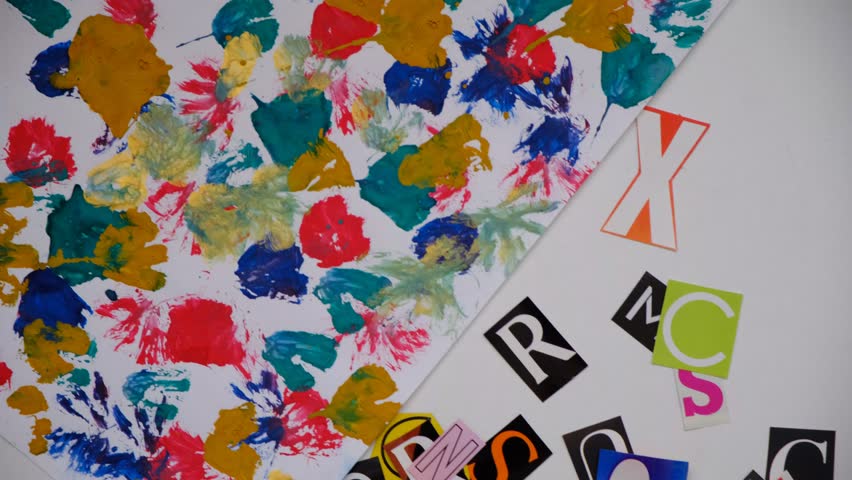 Paper alphabet to form Healthy lifestyle, text, abstarct bright painting background	