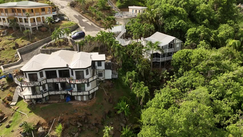 Drone footage of st. thomas u.s. virgin island in the caribbean