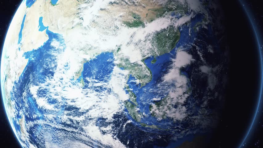 Earth zoom in from space and focus on Indira Gandhi International Airport. 3D Animation. Background for travel intro.