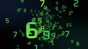 Mathematical numbers flying through. Digital hud green numeric field. numbers from 0 to 10 matrix. Seamless loop 4k motion graphics animation with blurred depth of field. - Powered by Shutterstock - Get 15% off with code: PIKWIZARD15
