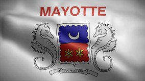 Mayotte flag waving animation, perfect looping, 4K video background, official colors