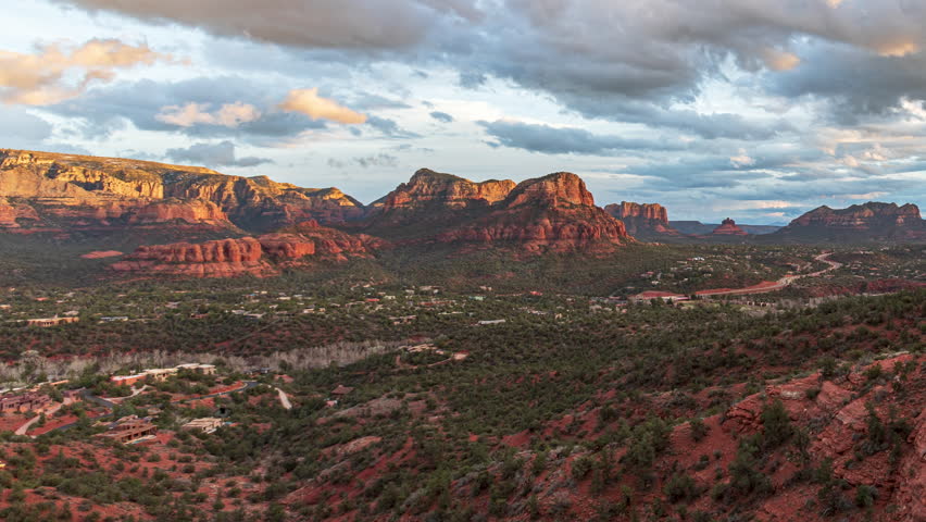 Sunset View from Majestic Airport Mesa In Sedona, Arizona. timelapse shot