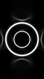 Vertical video white neon circle tunnel with reflections loop animation background