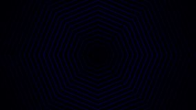 Animation of colorful hexagonal waves on black background.  Kaleidoscope Mandala background or wallpaper on black background.  Seamless looping video animation.