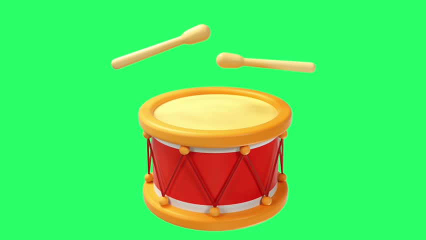 Animation drum on green background. Royalty-Free Stock Footage #3455430975