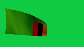 Flag of ZAMBIA. Flag of ZAMBIA Waving in the wind, Green screen, High quality HD resolution, Slow Motion, Realistic Animation, footage, project, video, mp4