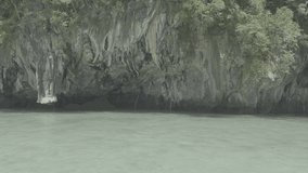 Andaman Sea boat ride limestone cliff rocks islands south Thailand Prores