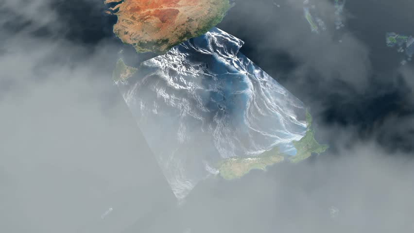 Tasman Sea Map - Clouds Effect.
