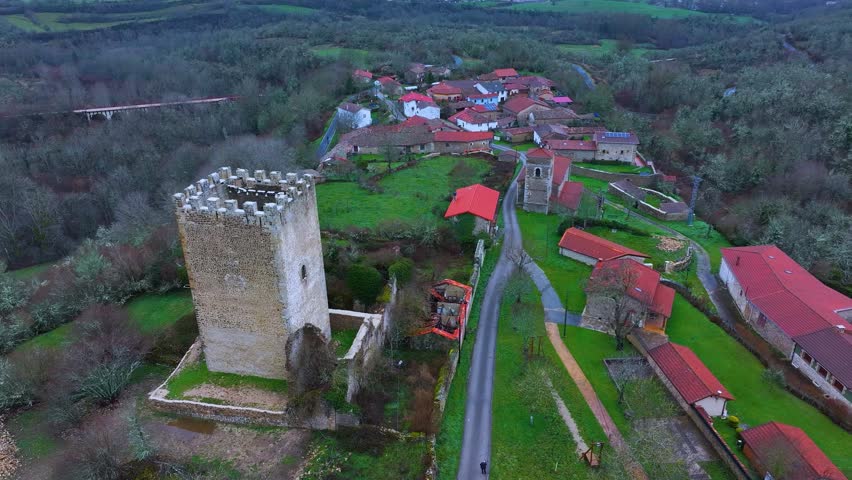 Tower of the City of Valdeporres in the Merindad of Valdeporres. The Merindades region. Burgos. Castile and Leon. Spain. Europe