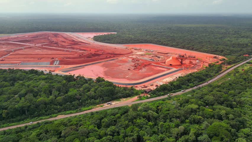 Aerial drone view of waste depot of an alumina refinery  in Barcarena, PA, Brazil.