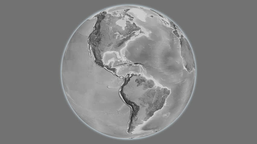 Botswana on the globe. Outline. Grayscale. No labels Royalty-Free Stock Footage #3455581311