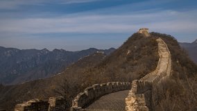 Time lapse of a ruined section of The Great Wall during autumn at Jiankou, China.