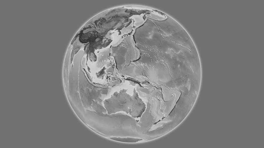 Cuba on the globe. Glow. Grayscale. No labels Royalty-Free Stock Footage #3455616817