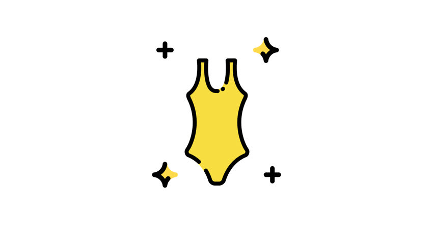  Animated Yellow swimsuit with a black outline, perfect for summerthemed designs, beachwear advertisements, swimwear catalogs, and sunny vacation graphics.
