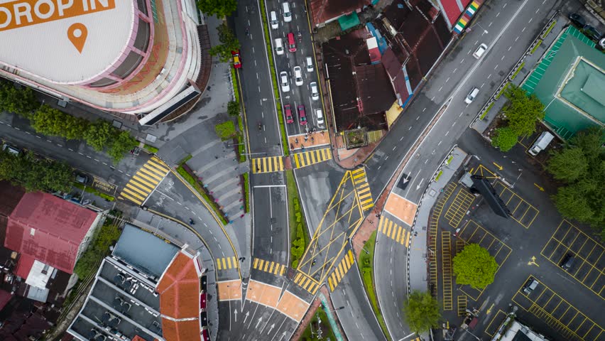 Vertical view of traffic junction in Georgetown city.