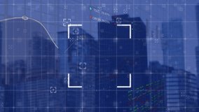 Animation of square scanner scope with charts processing data over cityscape. Connection, data, digital interface, business and communication, digitally generated video. - Powered by Shutterstock - Get 15% off with code: PIKWIZARD15