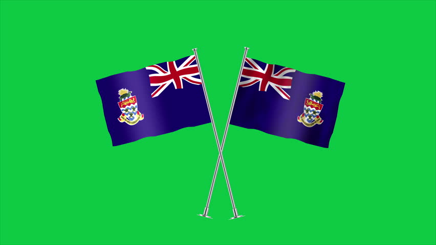 High detailed flag of Cayman Islands. National Cayman Islands flag. 3D Render. Green Background. Royalty-Free Stock Footage #3455894449