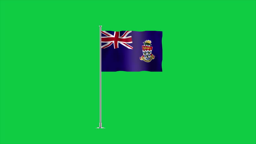 High detailed flag of Cayman Islands. National Cayman Islands flag. 3D Render. Green Background. Royalty-Free Stock Footage #3455894991