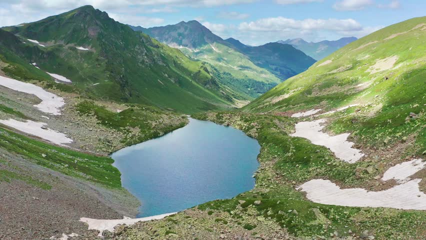 Beautiful summer mountain lake. Nature landscape scene. 