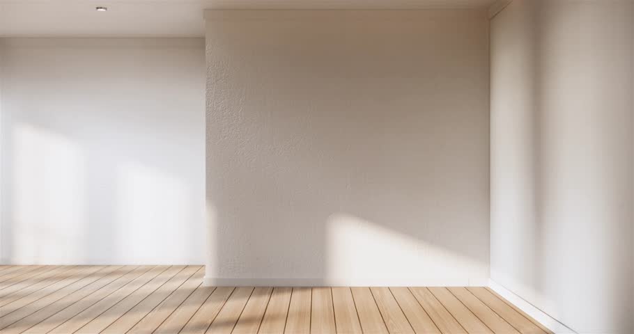 Empty wooden room,Cleaning japandi room interior, 3D rendering Royalty-Free Stock Footage #3456046199