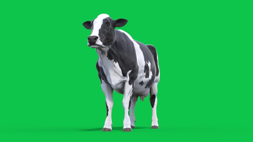 Green Screen Milkcow, Milk, Farm Animals 3D Rendering Animations CGI