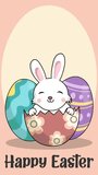 Happy Easter Animation. cute Bunny And Colorful Eggs., Flat Illustration Cartoon Style, vertical video