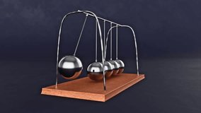 3D animation of Newton pendulum with metal balls swinging perpetually