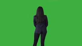 Gracefully Poised Woman on Isolated Green Screen Background