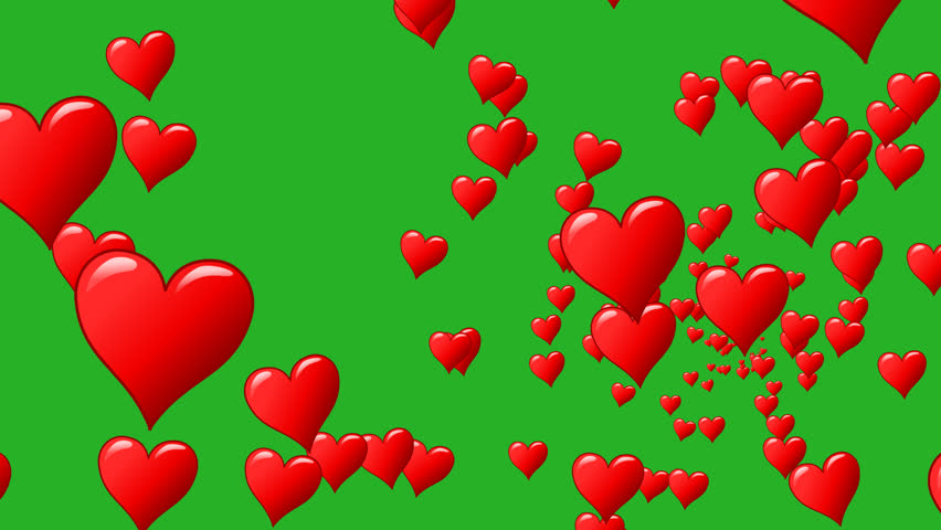 Seamless flow of red hearts. Animation of flight hearts at purple background. Seamless loop. Alpha channel transparent background.