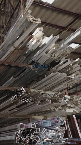 Push out wide shot of a dangerous metal industrial factory - FHD Vertical video