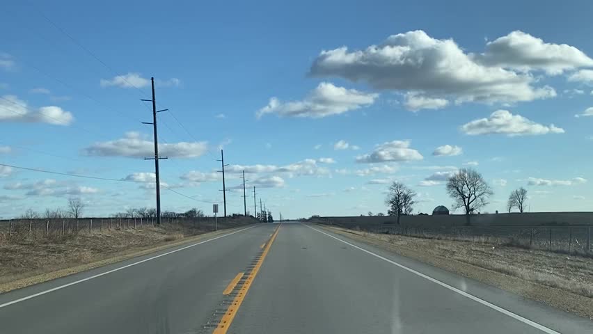 Driving Along an Empty Road in Rural Wisconsin