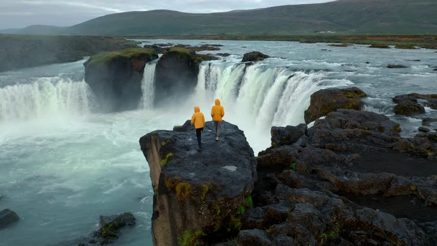 Aerial drone video of Icelandic landscape. Famous tourist attractions and landmarks destinations in Icelandic nature. 