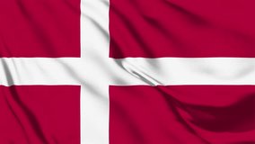 Denmark Flag Waving Seamless Loop, 3D Render 4K video, Loop video