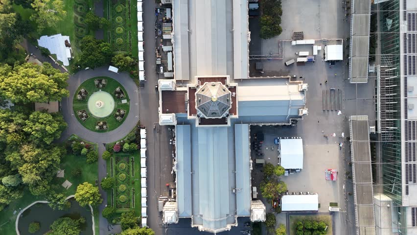 Royal melbourne exhibition building from above