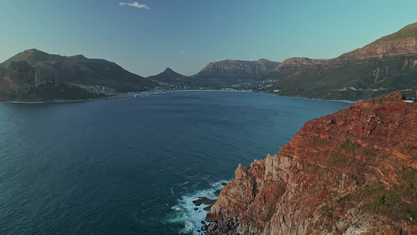 Chapman's Peak By The Hout Bay During Sunset In Cape Peninsula, Cape Town, South Africa. Aerial Drone Shot Royalty-Free Stock Footage #3456615519