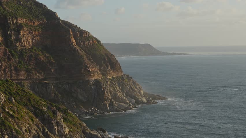 After Sunset Scene Of Chapman's Peak Coastal Road In Cape Town, South Africa. Wide Shot Royalty-Free Stock Footage #3456615631