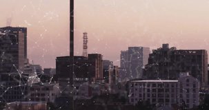 Animation of network of digital media icons over modern cityscape. Network, data, digital interface, connection, business and communication, digitally generated video. - Powered by Shutterstock - Get 15% off with code: PIKWIZARD15
