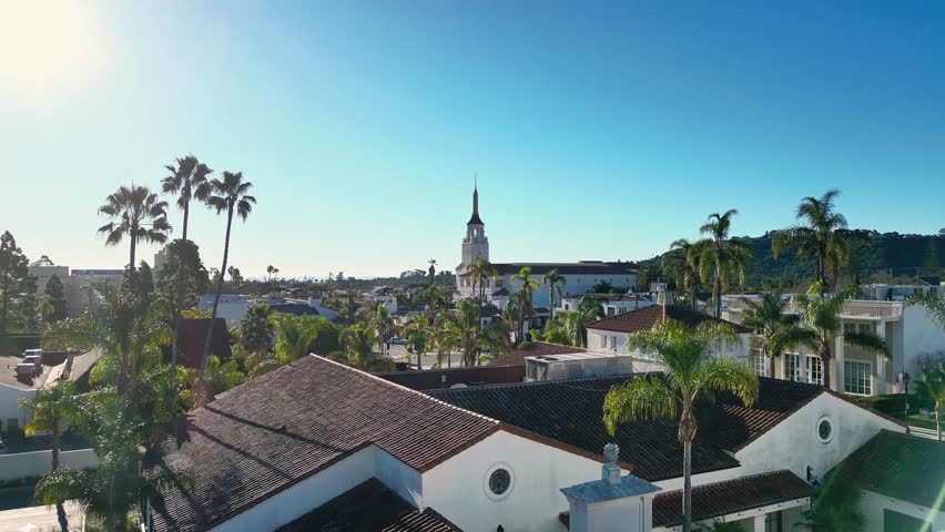 4K Aerial Drone of Christian Science Reading Room Flyby - Santa Barbara, CA Royalty-Free Stock Footage #3456802319