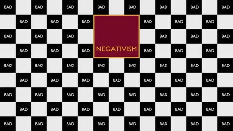 Four different views of life and the world -negativism, positivism, realism and zen-illustrated in a broad stroke. Motion graphic.