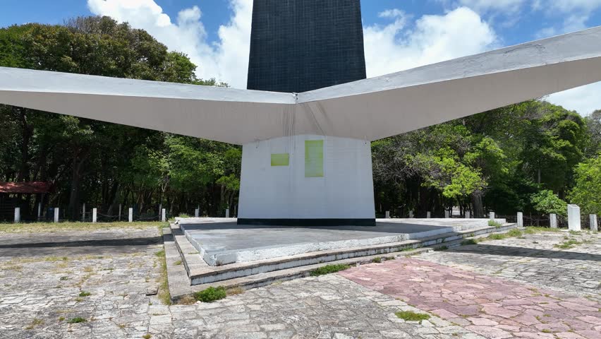 Cabo Branco Lighthouse At Joao Pessoa Paraiba Brazil. Navigation Landmark View. Coast Sky Clouds City Seaside. Coast International City Beach Panorama. Coast Seaside Backgrounds Landmark Joao Pessoa.