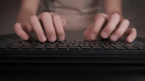 Teenager on personal account by computer. A view of child hands typing something on her personal account on keyboard in the room. - Powered by Shutterstock - Get 15% off with code: PIKWIZARD15