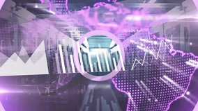 Animation of data processing with globe over server room. Global technology, computing and digital interface concept digitally generated video. - Powered by Shutterstock - Get 15% off with code: PIKWIZARD15