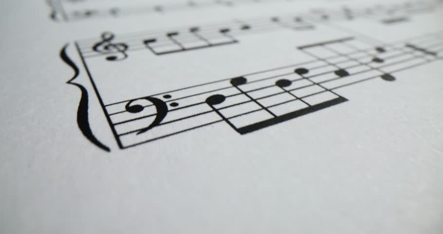Sheet of paper with music notes as background closeup. Learning to write music Royalty-Free Stock Footage #3456939941