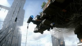 sci fi ship in futuristic city, desert landscape with camels. Future concept, Realistic 4k animation. - Powered by Shutterstock - Get 15% off with code: PIKWIZARD15