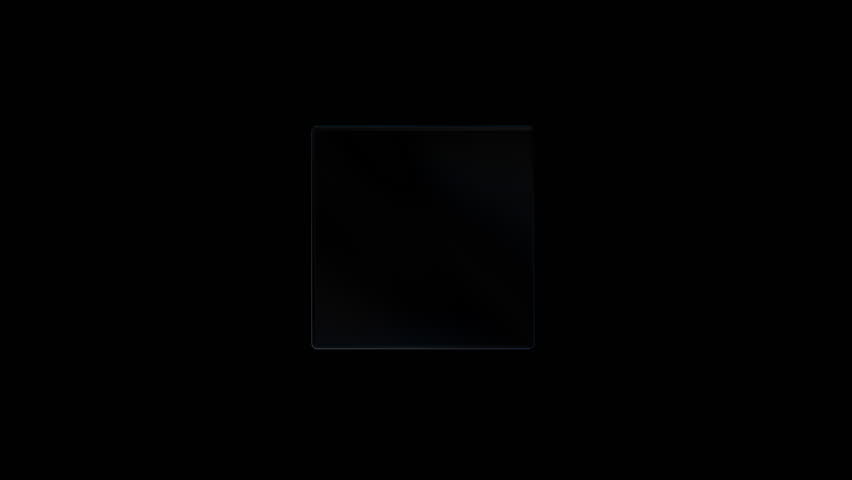 3d Transparent rotating glossy cube with dispersion effect. Rainbow colors reflection glass. 3d render animation loopable