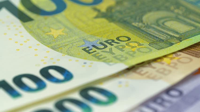 European Money. Euro banknotes. Banknotes 500, 200, 100 and 50 Euro. Real euro money of various colors and nominals Royalty-Free Stock Footage #3457135951