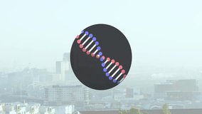 Animation of dna strand spinning over cityscape. Global connections, computing and data processing concept digitally generated video. - Powered by Shutterstock - Get 15% off with code: PIKWIZARD15