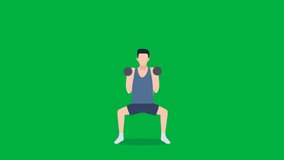 3D Male Cartoon Workout, Animation Cartoon Video Green Screen, 4k realistic female Character running with loop animation on the chroma key, Exercising Regularly, Green Screen Background