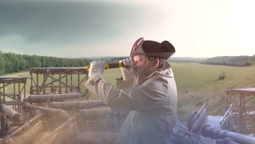 Napoleon Bonaparte, military leader of the 18th century With a spyglass on the battlefield