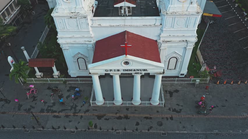 Kota Lama Semarang in the morning with clear sky, showing the colonial building that still exist until now.